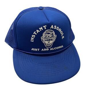 Vintage Designer Pro Instant A$$hole Just Add Alchohol Trucker Snap Back Hat Jok